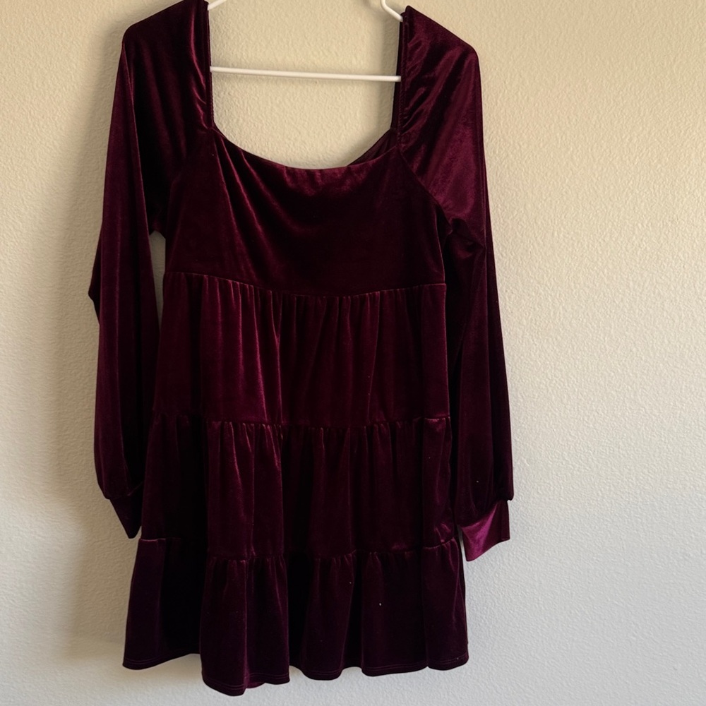 Altar'd State Burgundy Long Sleeve Dress